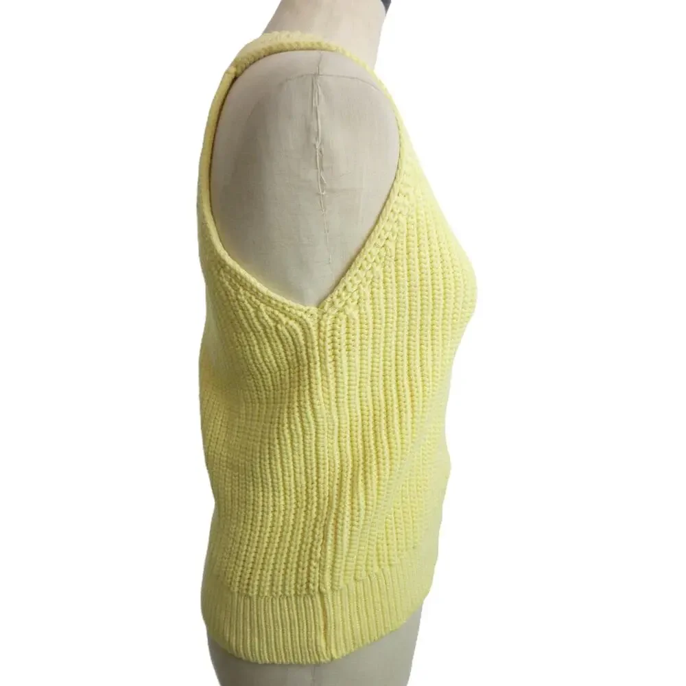 Madewell NWT Womens Cutaway Sweater Vest Size S Cotton Yellow Pale Pineapple